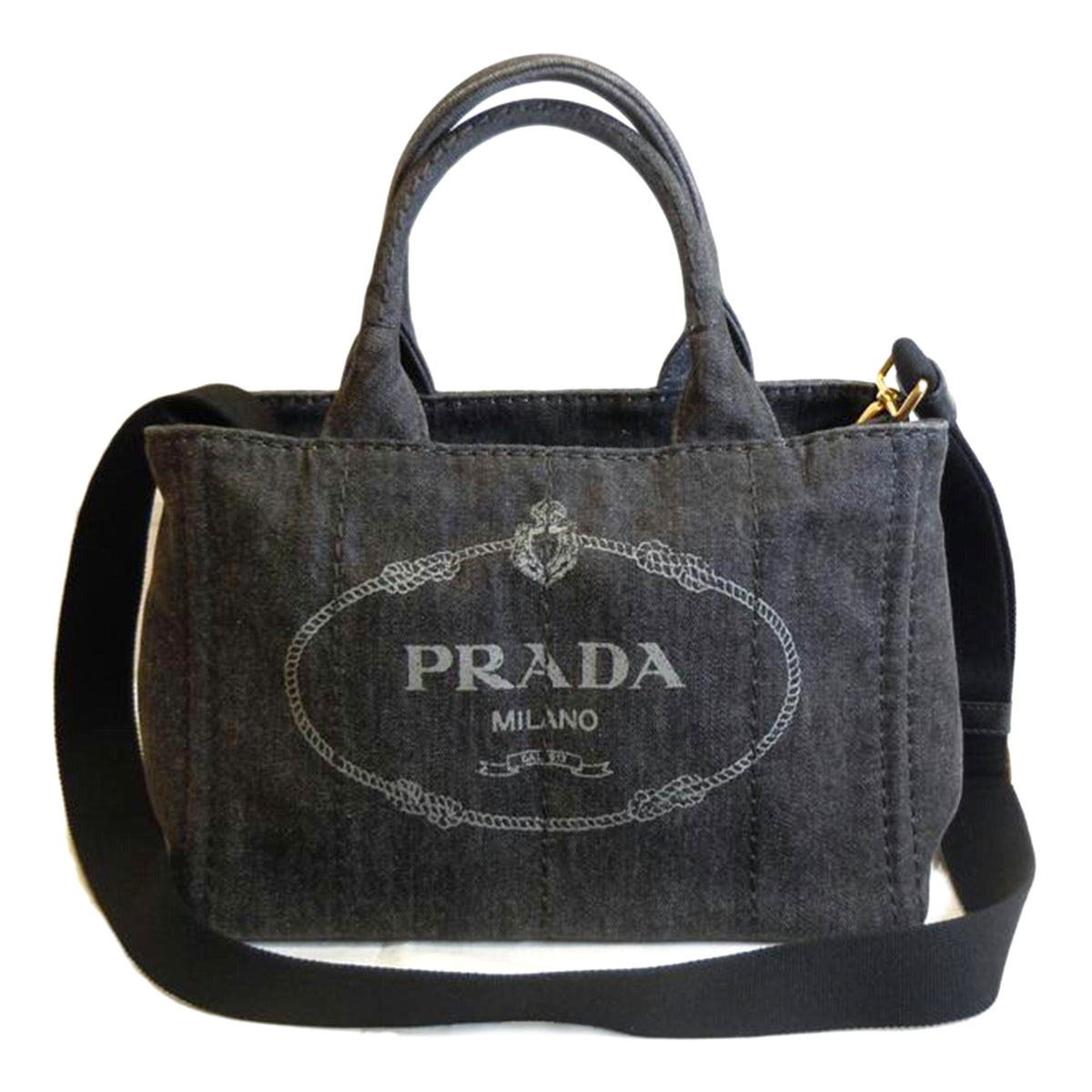 PRADA プラダ/ブラックデニムカナパ/2WAY/1BG439//180**/Aランク/92