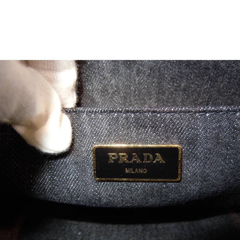 PRADA プラダ/ブラックデニムカナパ/2WAY/1BG439//180**/Aランク/92