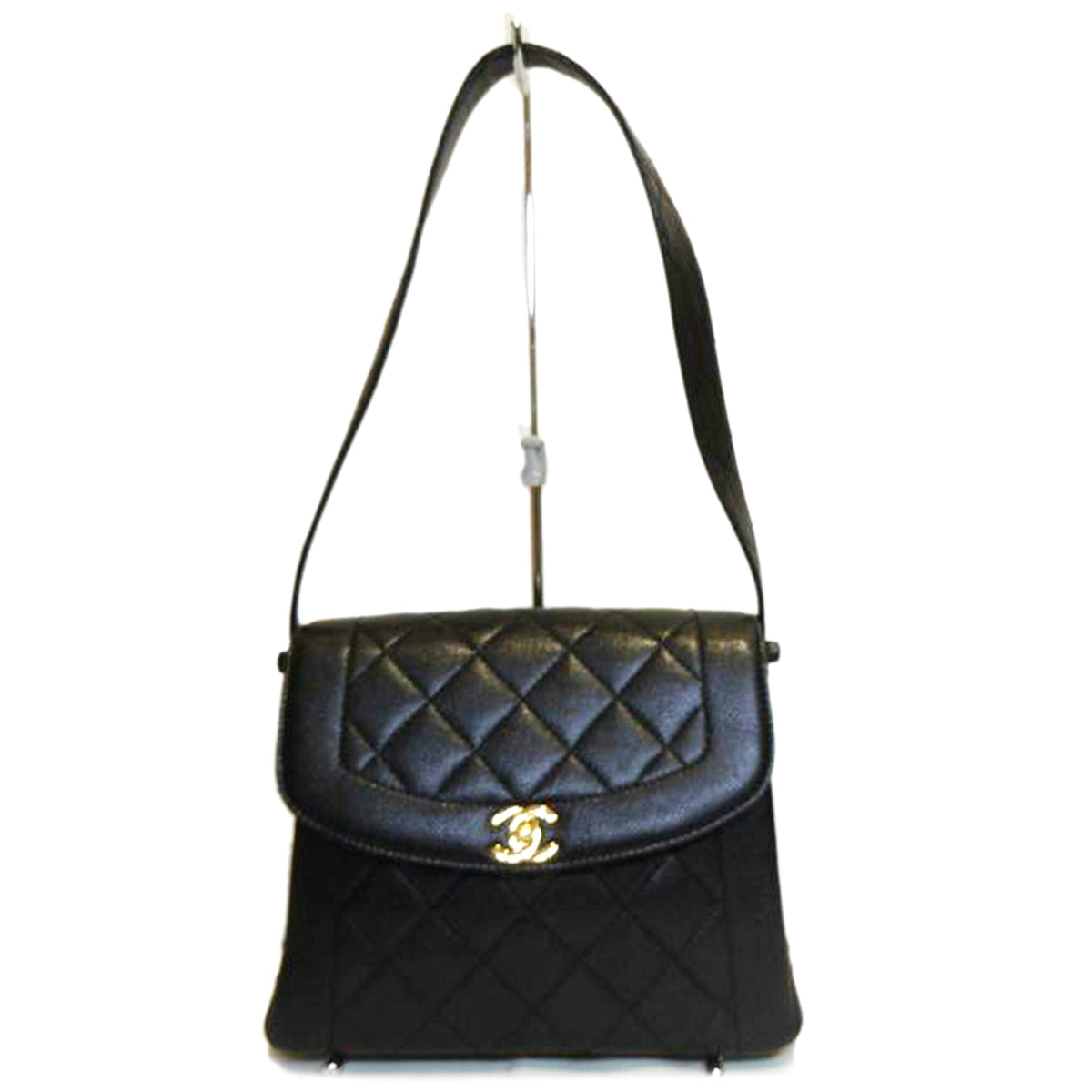 CHANEL シャネル/キャビアスキンダイアナフラップワンショルダーブラックGD金具//534****/Aランク/92