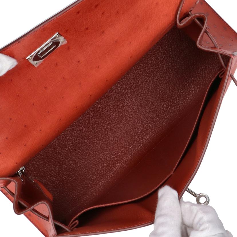 HERMES　 エルメス/ケリー28／オーストリッチ・オランジュ／シルバー金具/001859CC//□Ａ刻*/SAランク/24