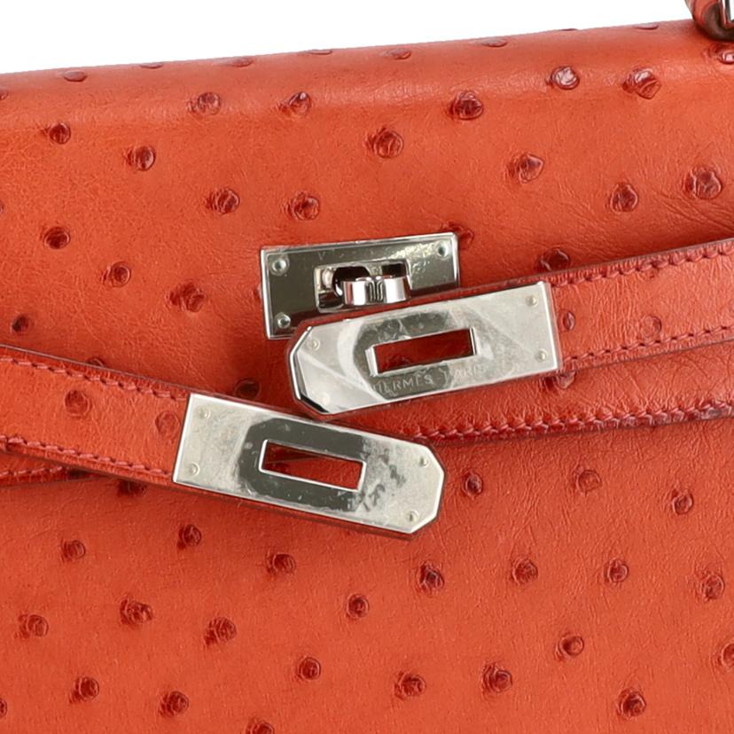 HERMES　 エルメス/ケリー28／オーストリッチ・オランジュ／シルバー金具/001859CC//□Ａ刻*/SAランク/24