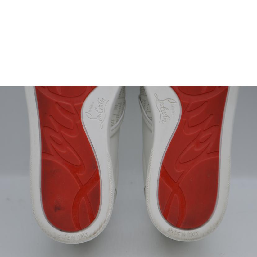 C．Louboutin クリスチャンルブタン/セーラーボートホワイトレザースリッポン／24．5cm/1230214//ABランク/89