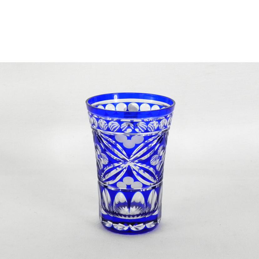 SAIHOU 硝子工房 彩鳳/七宝四花菱文様　天開タンブラー　瑠璃/M-7580-B//SAランク/81