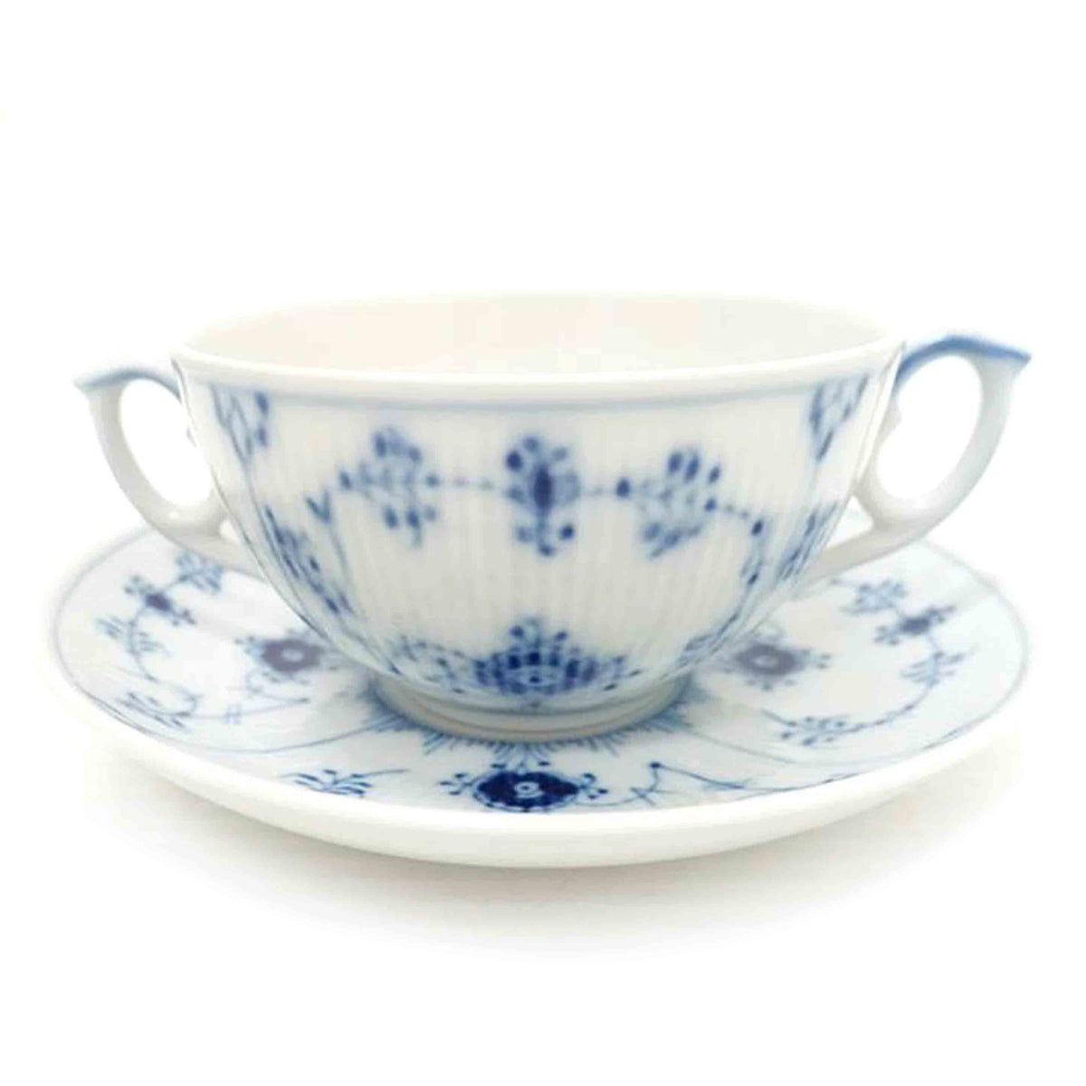 ROYAL COPENHAGEN ロイヤルコペンハーゲン/スープカップ＆ソーサー①/ﾌﾞﾙｰﾌﾙｰﾃｯﾄﾞﾌﾟﾚｲﾝ//ABランク/88