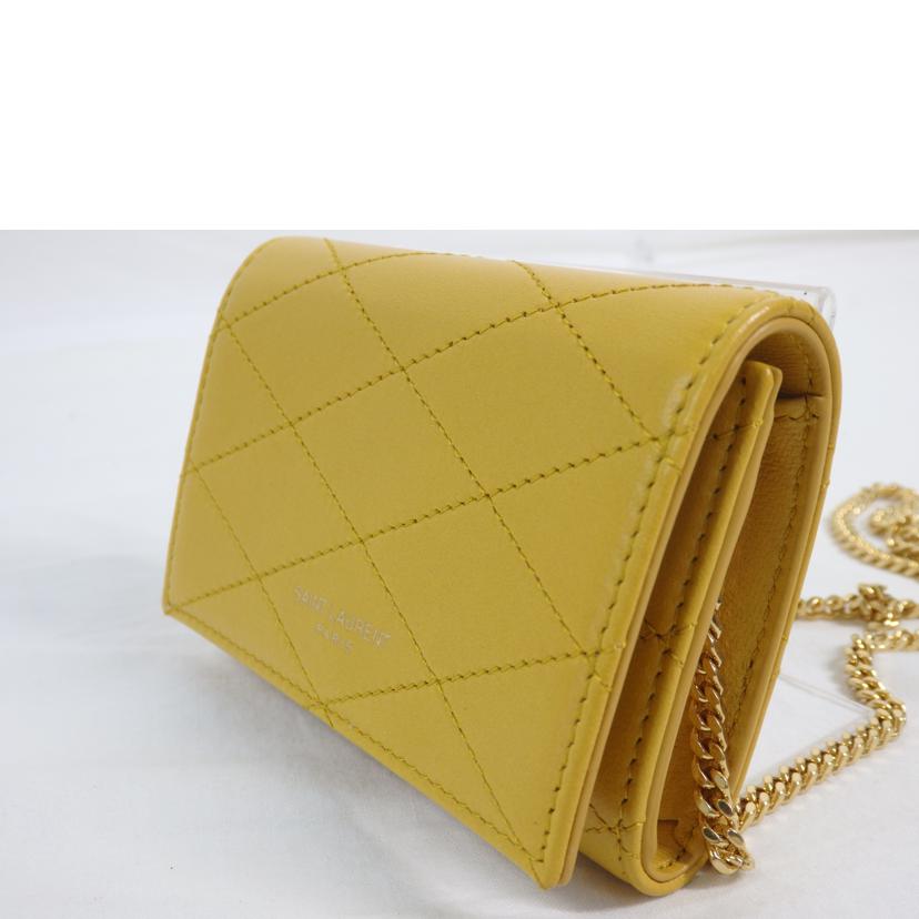 SAINT　LAURENT　 サンローラン/ミニチェーンショルダー／カードケース／黄色/658590//042*/SAランク/84