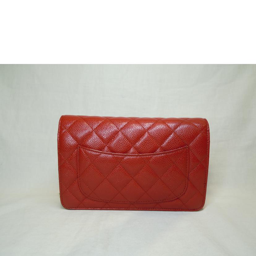 CHANEL シャネル/キャビアスキンチェーンウォレットレッド/SV金具//195*****/ABランク/92