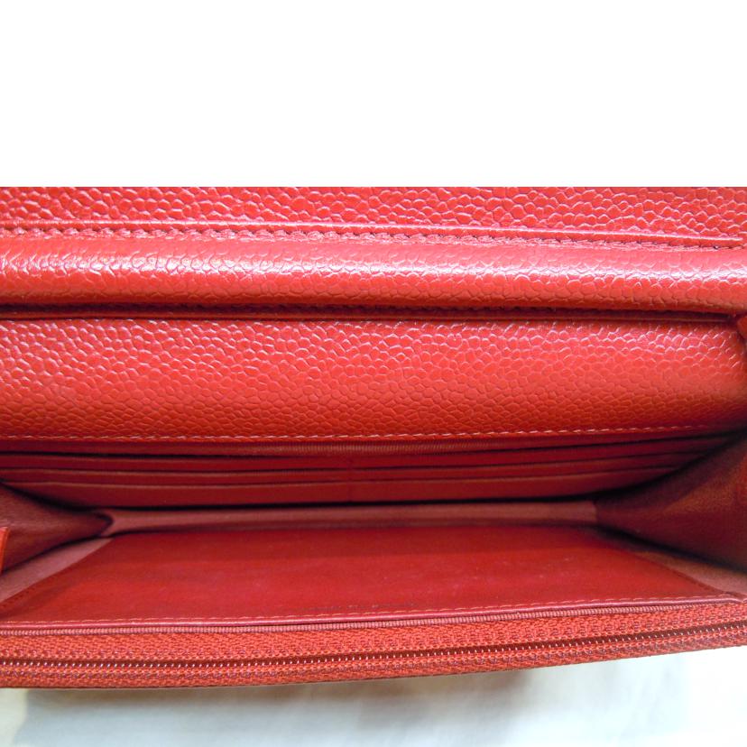 CHANEL シャネル/キャビアスキンチェーンウォレットレッド/SV金具//195*****/ABランク/92