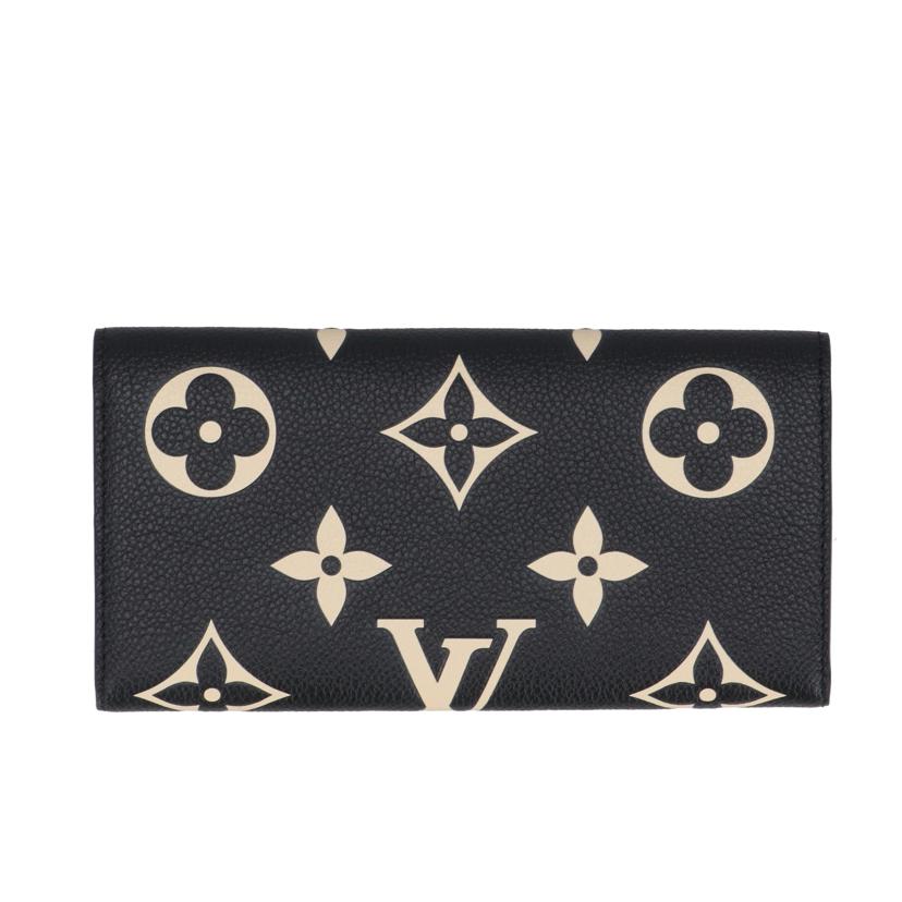 LOUIS VUITTON ルイヴィトン/ポルトフォイユ・エミリー ブラック ベージュ/ モノグラム・アンプラント/M83138//RFI*/Aランク/85