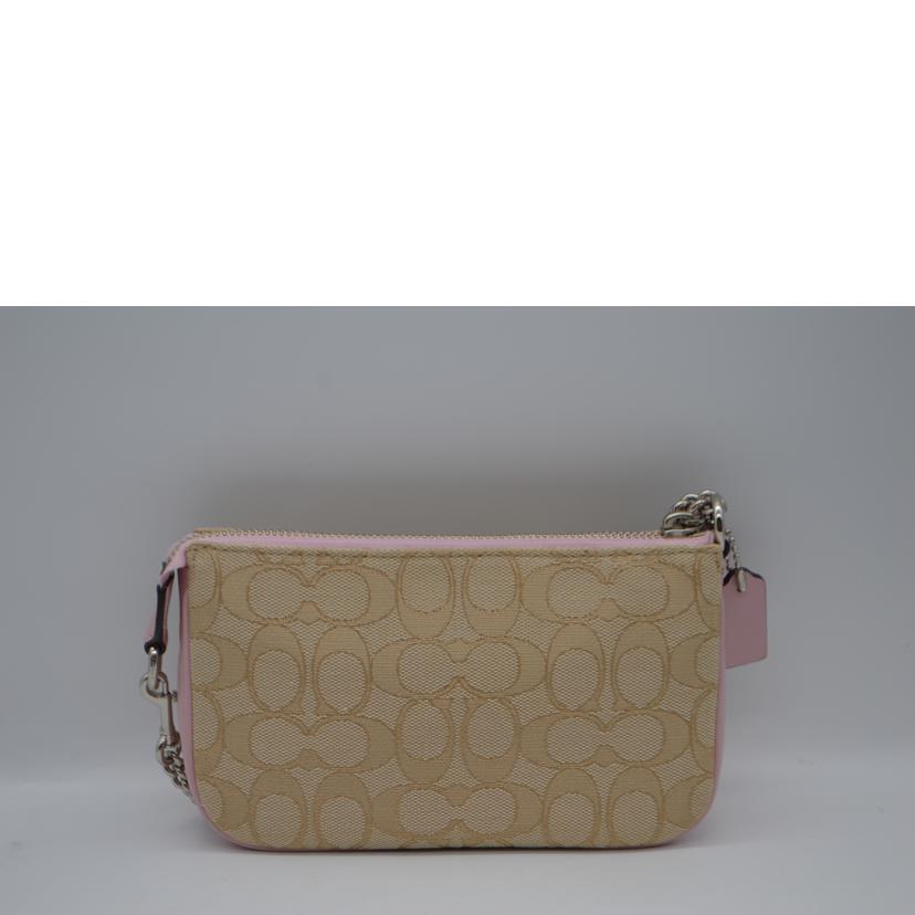 COACH コーチ/アウトラインシグネチャーチェーンレザーハンドポーチ/64877//C16**/Aランク/89