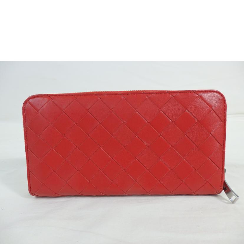 BOTTEGA　VENETA ボッテガ・ヴェネタ/イントレチャートラウンドファスナー長財布／赤/593217//SAランク/84