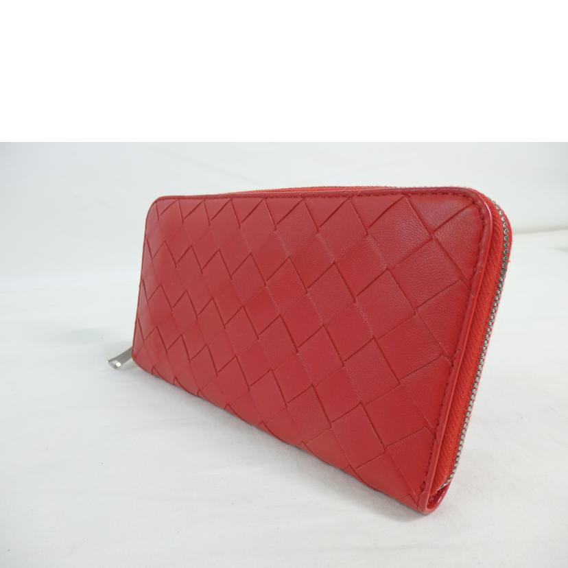 BOTTEGA　VENETA ボッテガ・ヴェネタ/イントレチャートラウンドファスナー長財布／赤/593217//SAランク/84