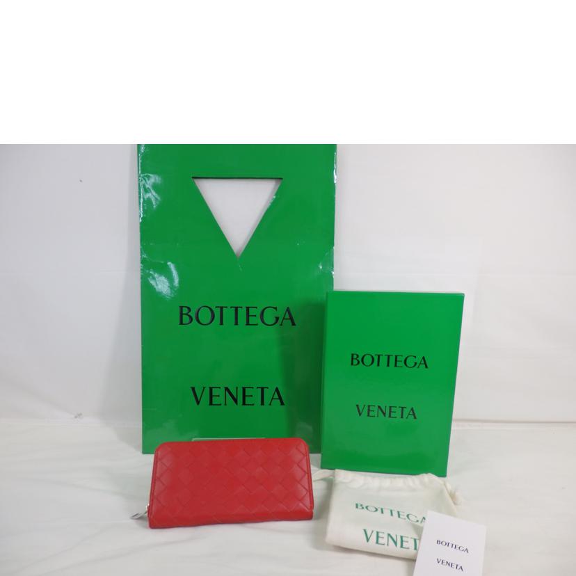 BOTTEGA　VENETA ボッテガ・ヴェネタ/イントレチャートラウンドファスナー長財布／赤/593217//SAランク/84