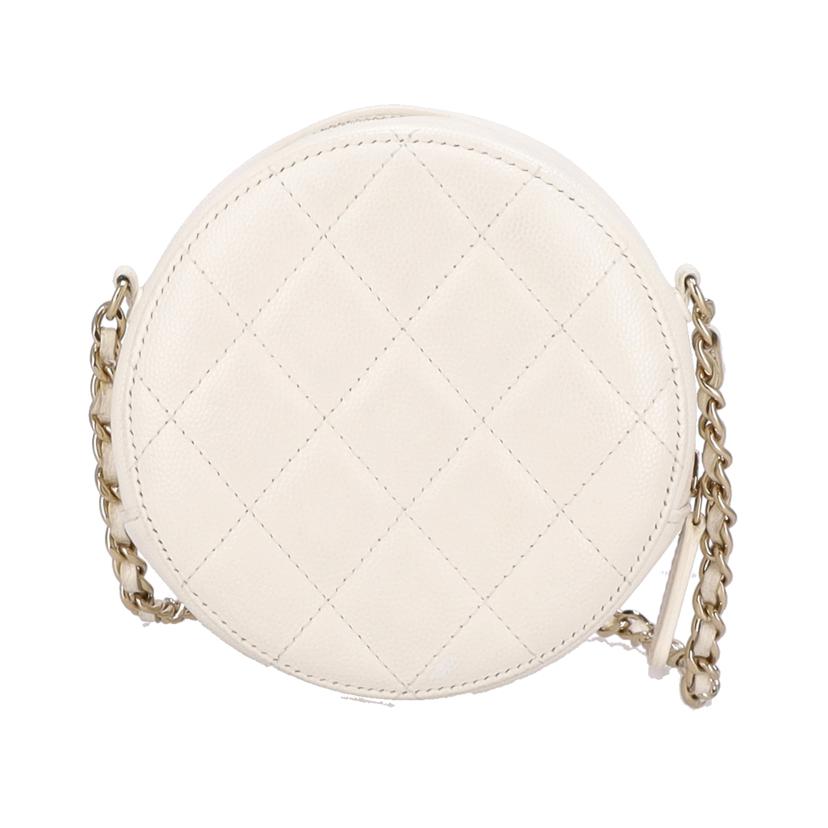 CHANEL シャネル/ポシェットマトラッセ／キャビアスキンラウンドショルダー／ホワイト//308*****/Aランク/91