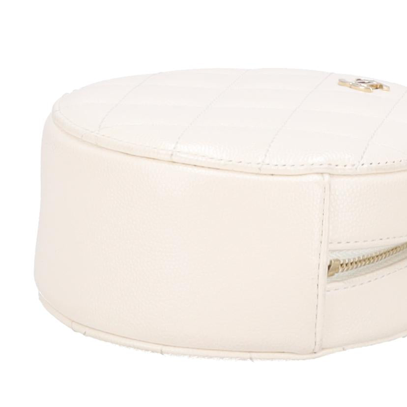 CHANEL シャネル/ポシェットマトラッセ／キャビアスキンラウンドショルダー／ホワイト//308*****/Aランク/91