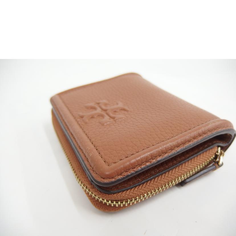 TORYBURCH ﾄﾘｰﾊﾞｰﾁ/ロゴマーク折り財布／茶//ABランク/82