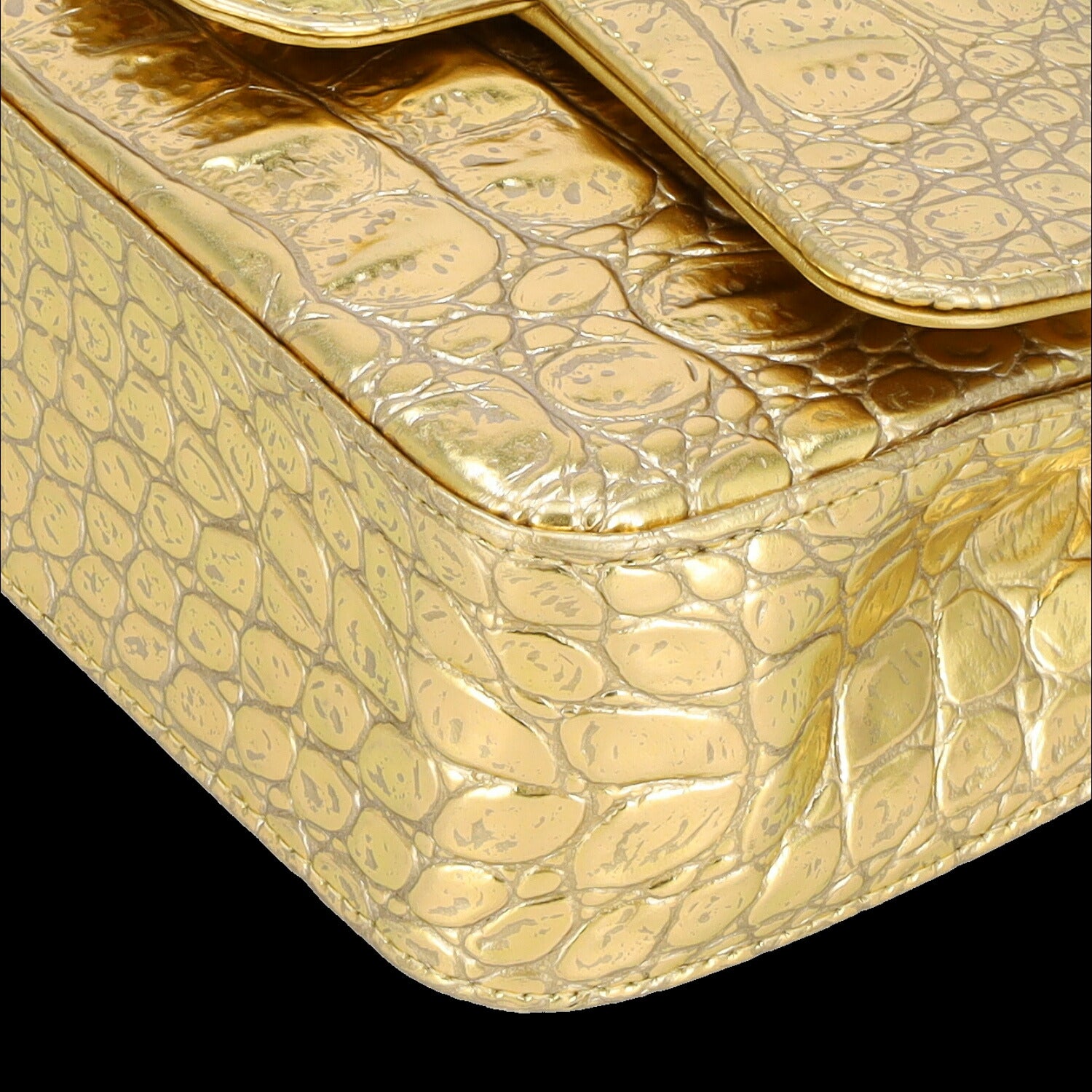 CHANEL シャネル/ゴールドエンボスクロコカーフシングルフラップチェーンショルダー//279*****/SAランク/92