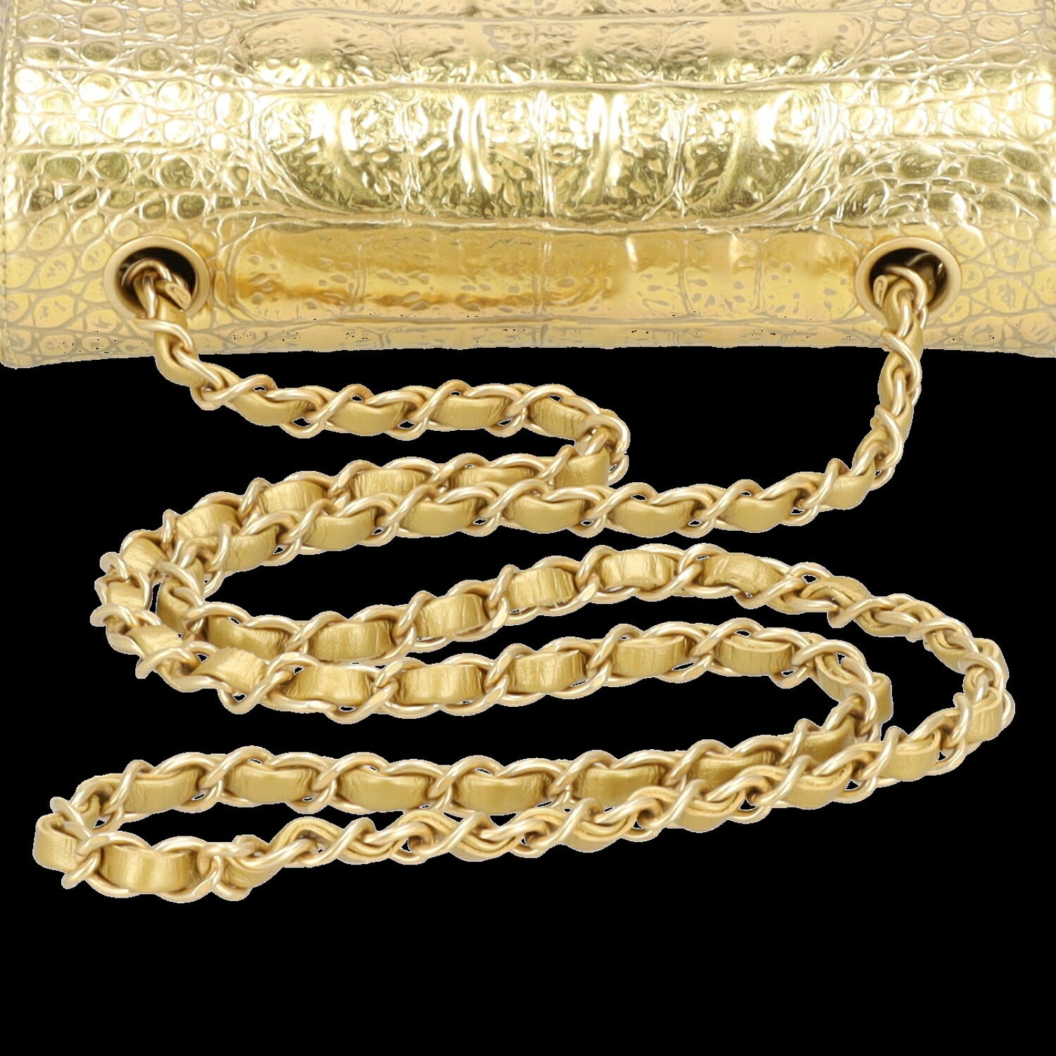 CHANEL シャネル/ゴールドエンボスクロコカーフシングルフラップチェーンショルダー//279*****/SAランク/92