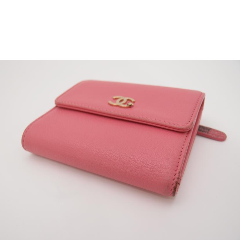 CHANEL/ラッキーフラワー三つ折り財布／ピンク//266*****/ABランク/69