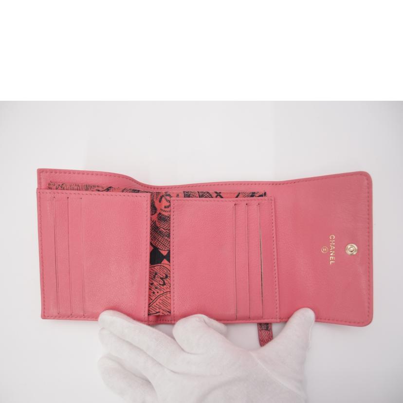 CHANEL/ラッキーフラワー三つ折り財布／ピンク//266*****/ABランク/69