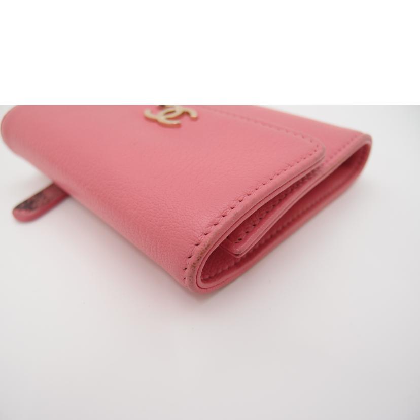CHANEL/ラッキーフラワー三つ折り財布／ピンク//266*****/ABランク/69