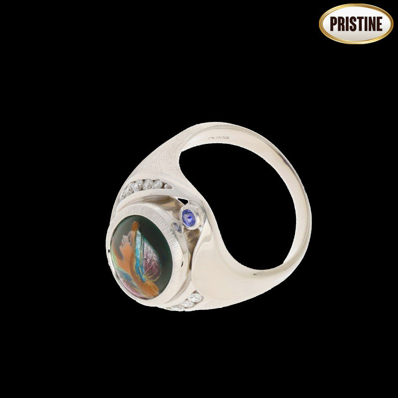 梶光夫/Pt900エマーユサファイアダイヤリング　　15．6g　＃17//Aランク/84