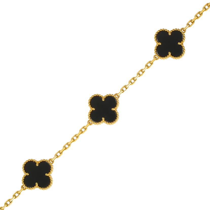 VanCleef＆ ヴァンクリーフ＆アーペル/750　ヴィンテージアルハンブラ　5モチーフオニキスブレスレット　11．9g//Aランク/84