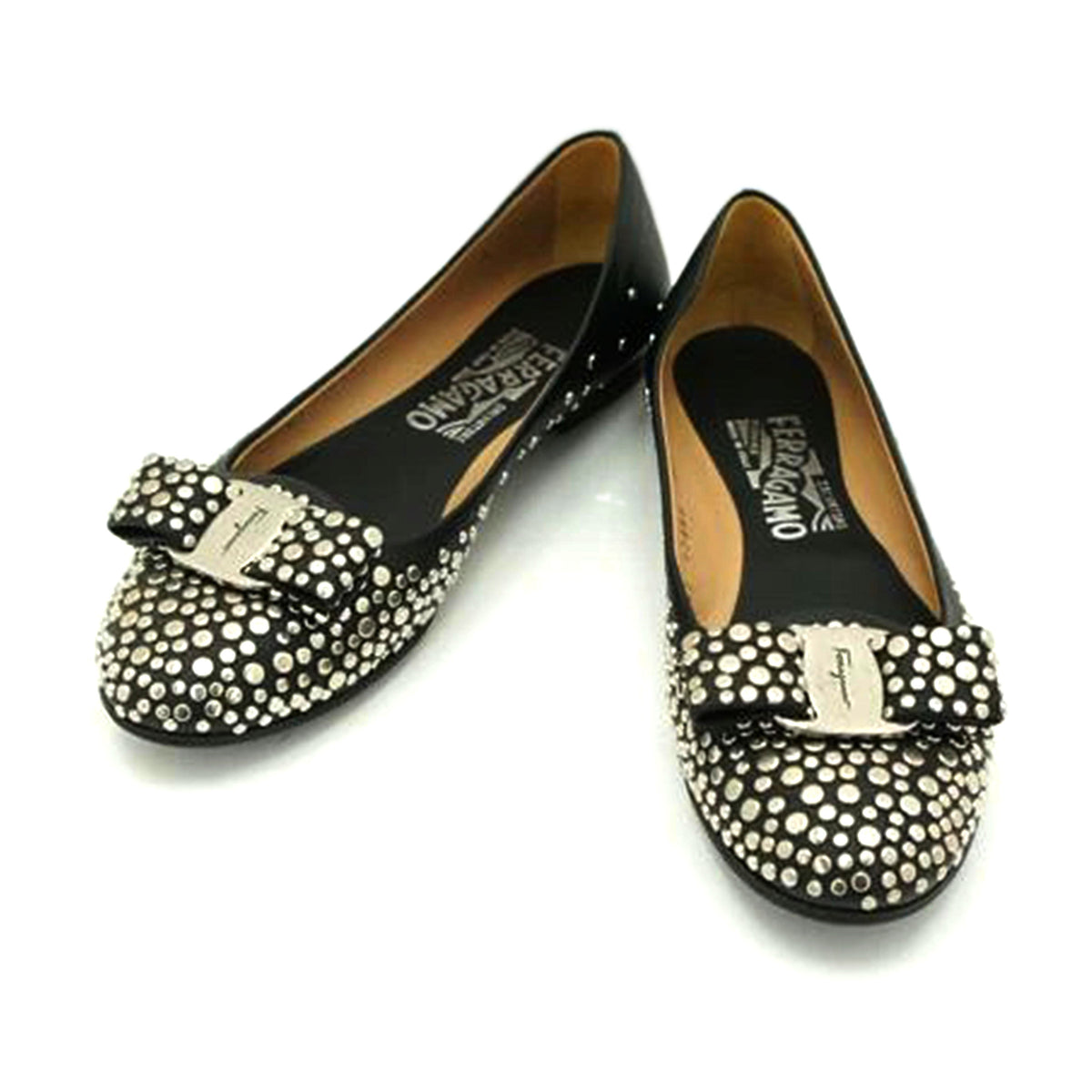 Ferragamo フェラガモ/ヴァラスタッズレザーフラットシューズ/22.5cm/12489//ABランク/89