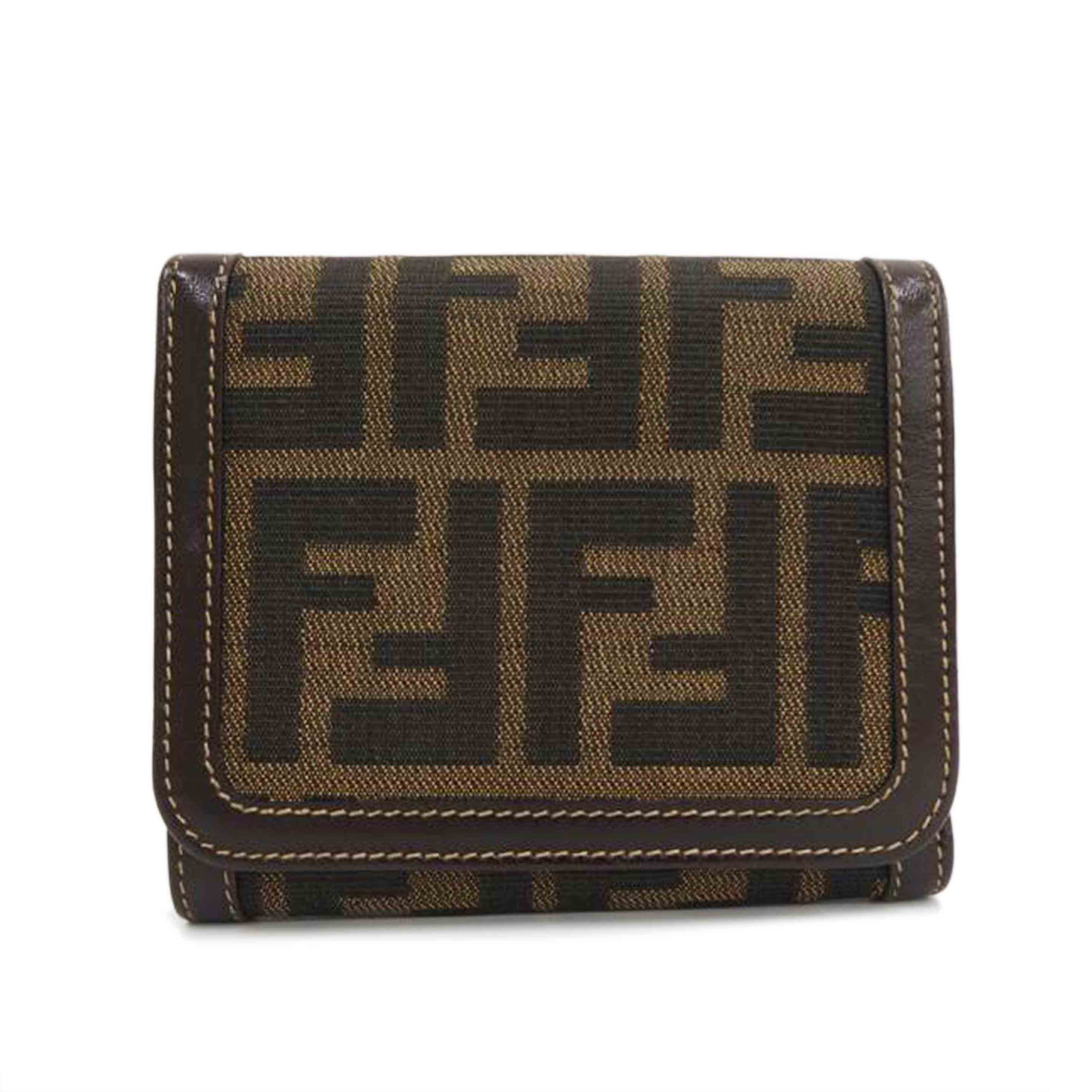 FENDI ﾌｪﾝﾃﾞｨｰ/ズッカ柄三つ折財布//ABランク/82