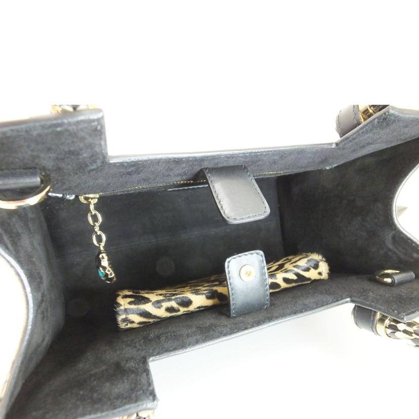 BVLGARI ﾌﾞﾙｶﾞﾘ/レオパード柄レザーハンドバッグ//170****/ABランク/88