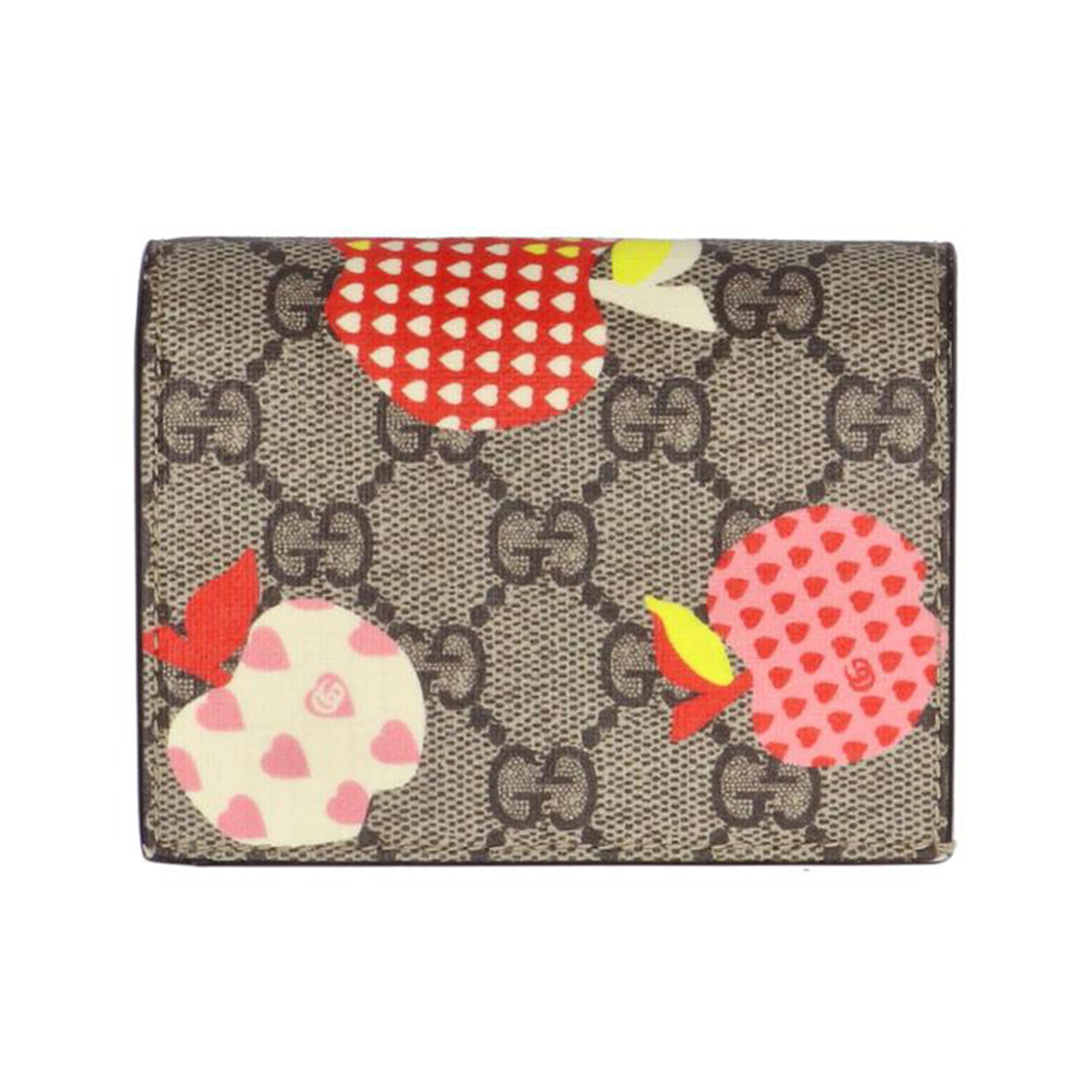 GUCCI グッチ/GGスプリーム　レ　ポム　アップルプリント二つ折り財布/663922//ABランク/75