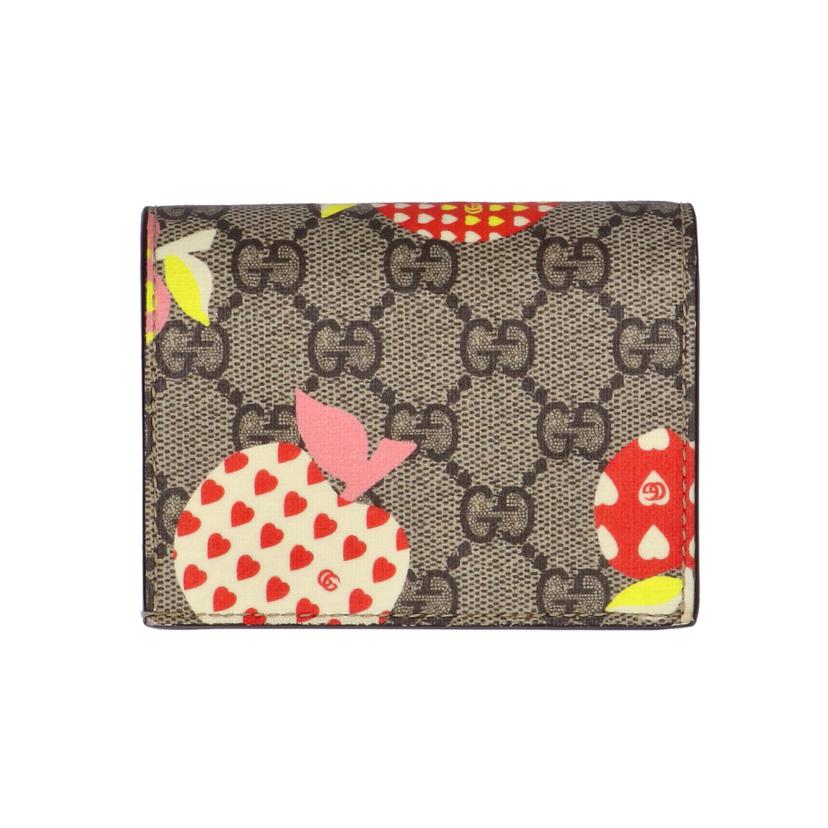 GUCCI グッチ/GGスプリーム　レ　ポム　アップルプリント二つ折り財布/663922//ABランク/75