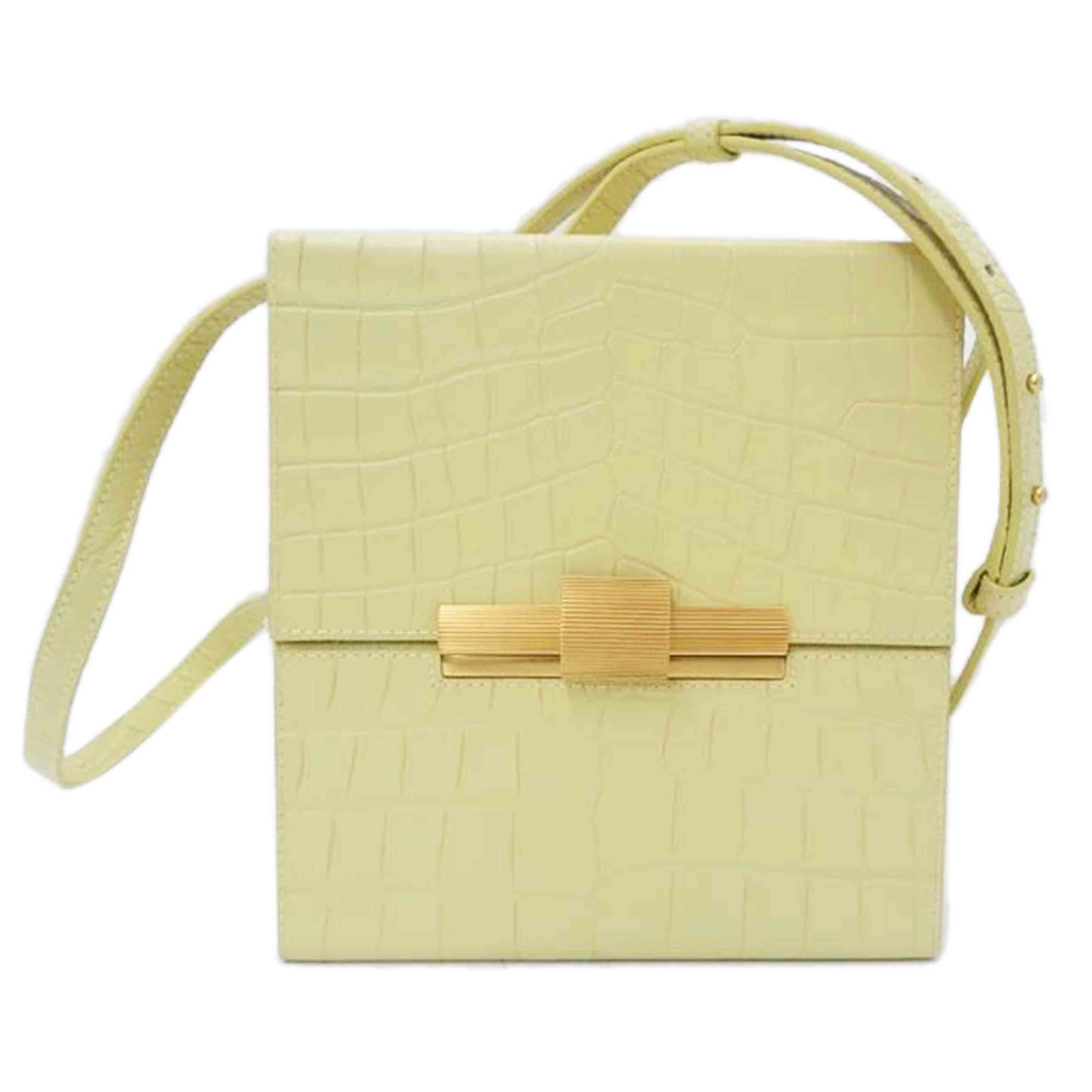 BOTTEGA VENETA ボッテガヴェネタ/デイジークロコ型押しショルダー/イエロー//Aランク/69