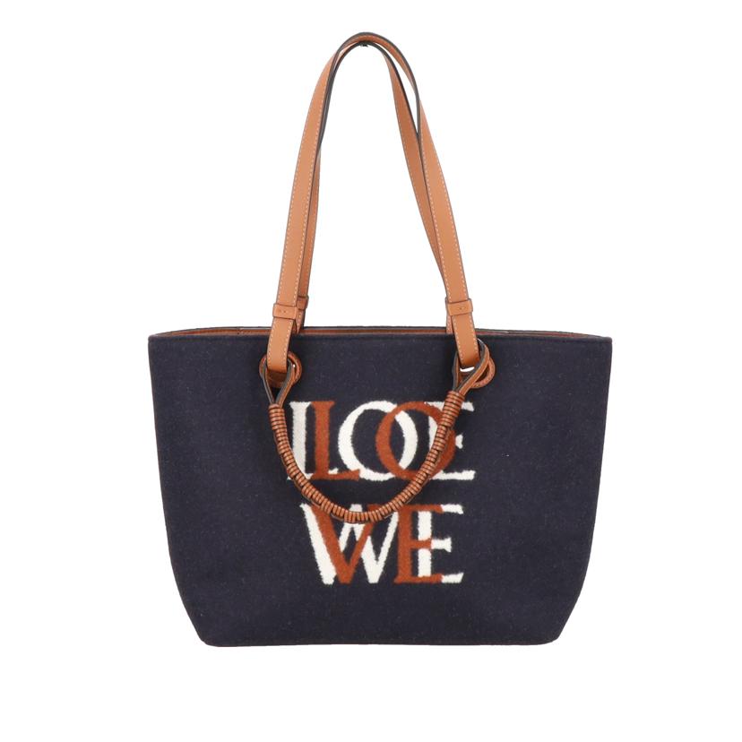 LOEWE/ラブアナグラムスモールトートバッグ／ネイビー×ブラウン/A717S72X13//652***/Aランク/24
