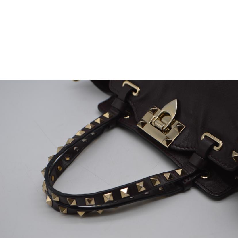 VALENTINO．G ヴァレンティ/ロックスタッズミニ2wayレザートート／パープル//BL-********/Bランク/89