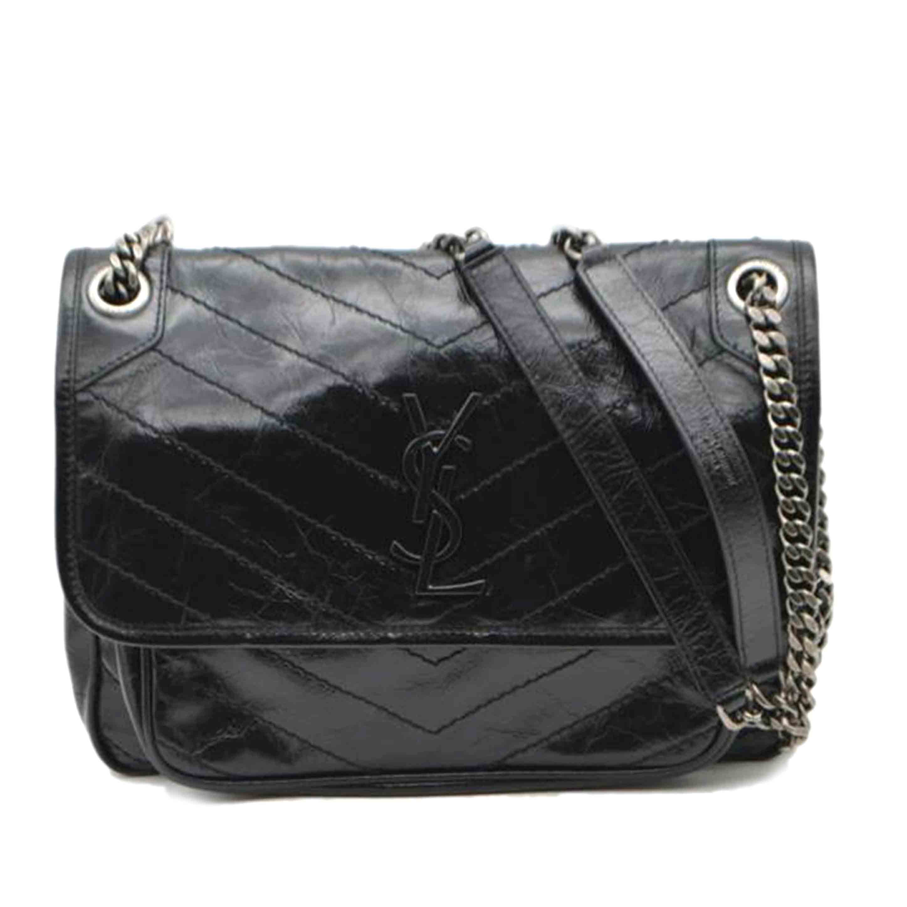 SAINT　LAURENT サンローラン/ニキミディアムチェーンレザーショルダー／ノワール/633158//032*/SAランク/89