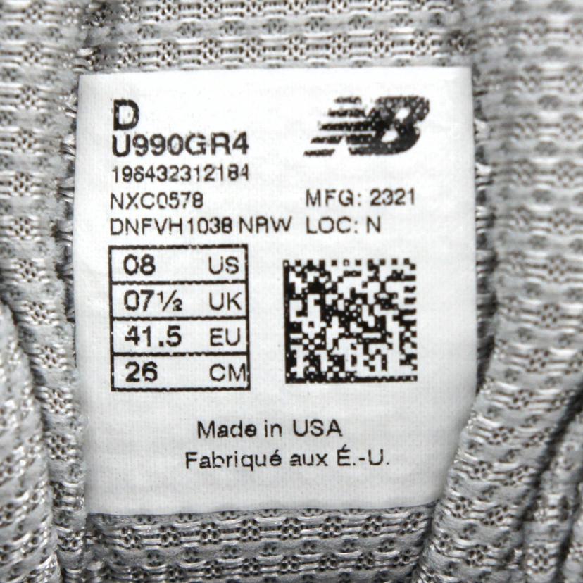 new　balance ニューバランス/Made　in　USA　990　v4　GR4/U990GR4//SAランク/09