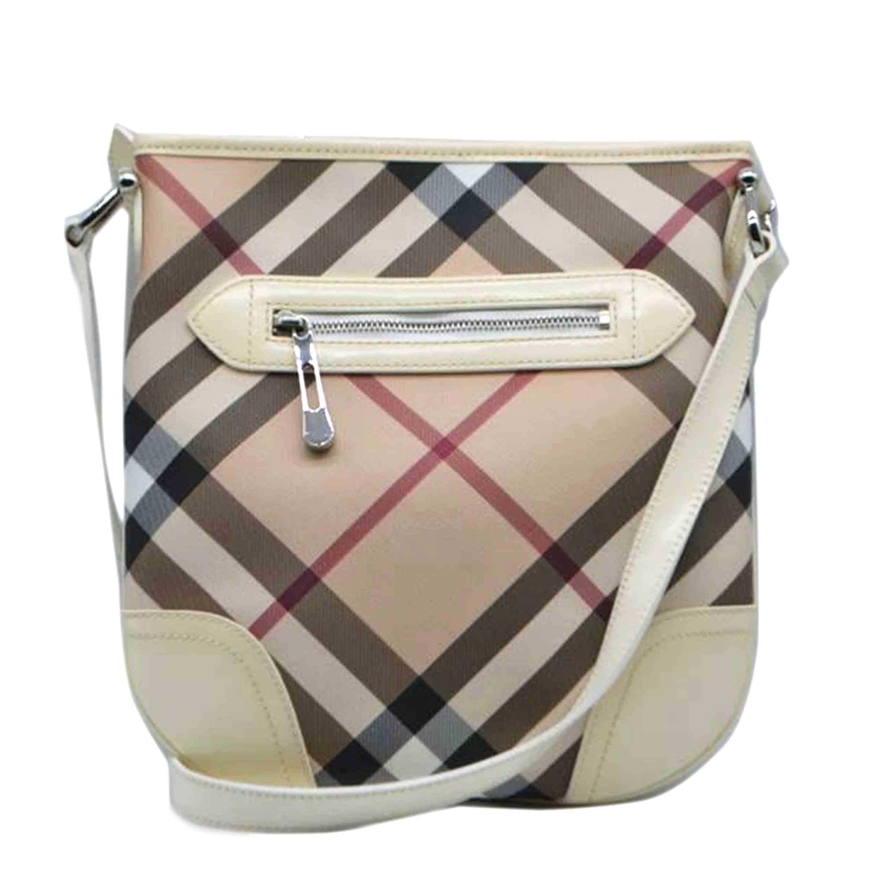 BURBERRY バーバリー/ノバチェックレザーショルダー／ホワイト//ABランク/89