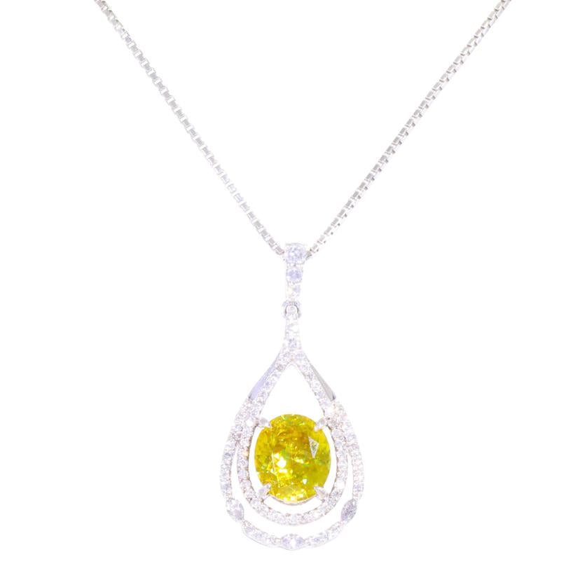 /◎PT900／850スフェーンダイヤネックレス2．96／D0．55ct//Aランク/59