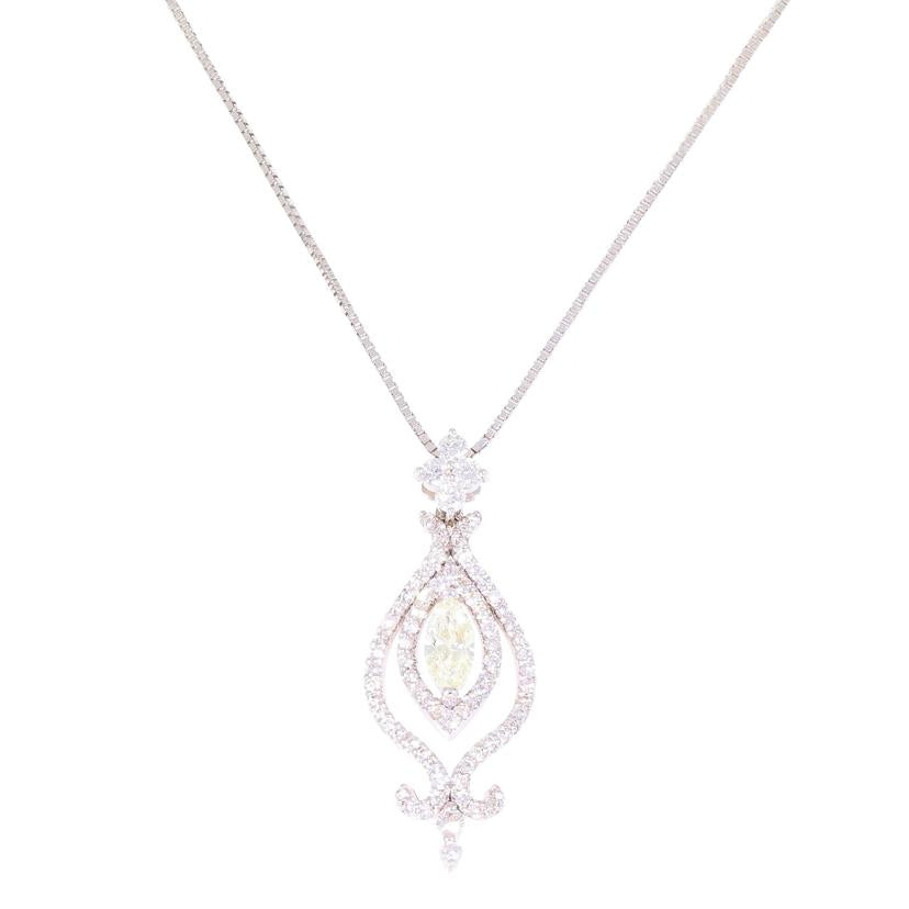 /　◎K18WGダイヤネックレス0．301／0．51ct//Aランク/59