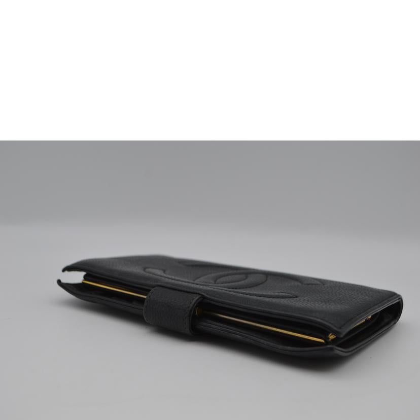 CHANEL シャネル/キャビアスキンココマークガマ口レザー長財布/A01429//303****/Bランク/89