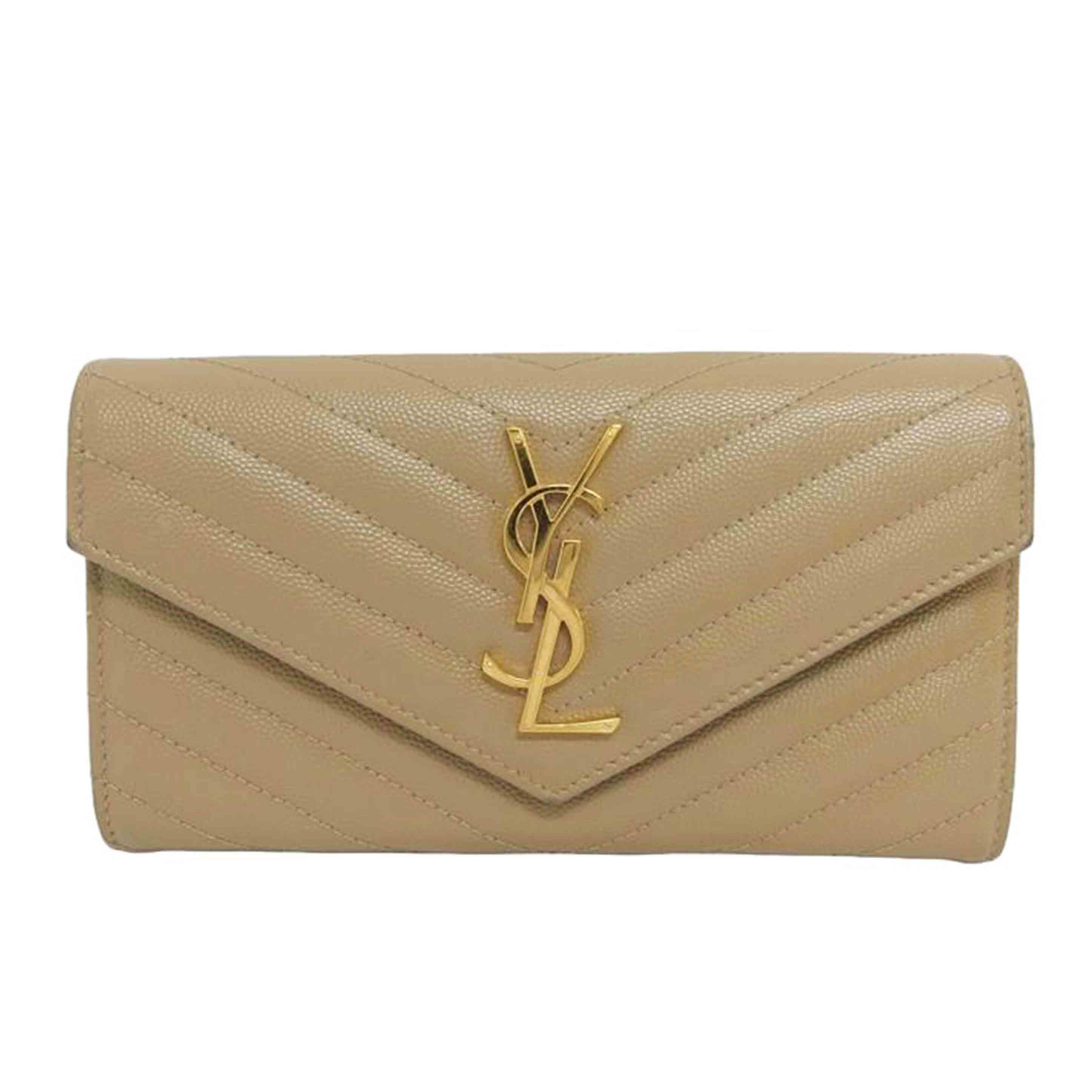 ＳＡＩＮＴ　ＬＡＵＲＥＮＴ サンローラン/ＹＳＬロゴ／二つ折り長財布／キャメル系/372264//111*/ABランク/04