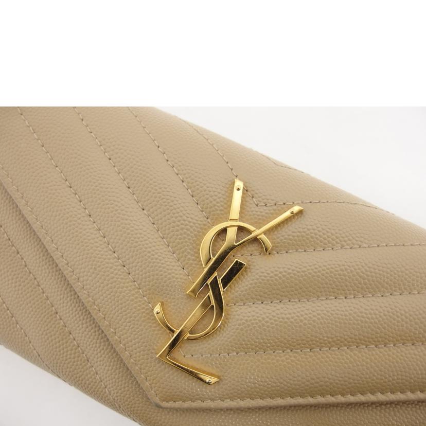ＳＡＩＮＴ　ＬＡＵＲＥＮＴ サンローラン/ＹＳＬロゴ／二つ折り長財布／キャメル系/372264//111*/ABランク/04