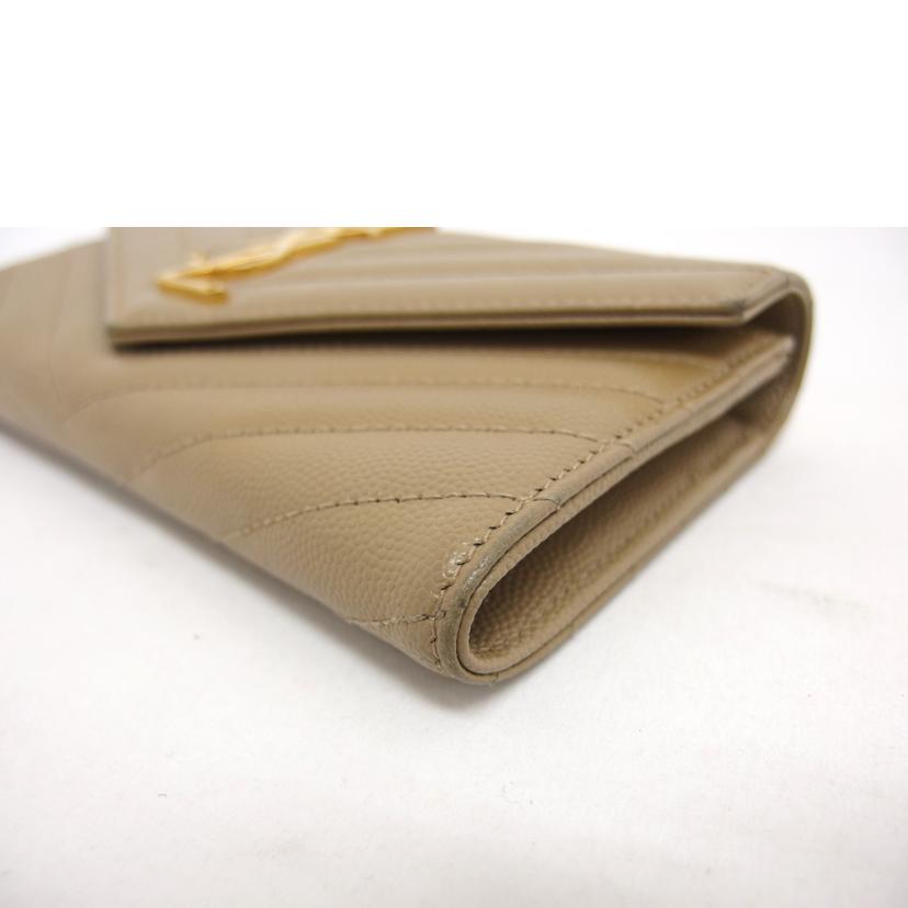 ＳＡＩＮＴ　ＬＡＵＲＥＮＴ サンローラン/ＹＳＬロゴ／二つ折り長財布／キャメル系/372264//111*/ABランク/04