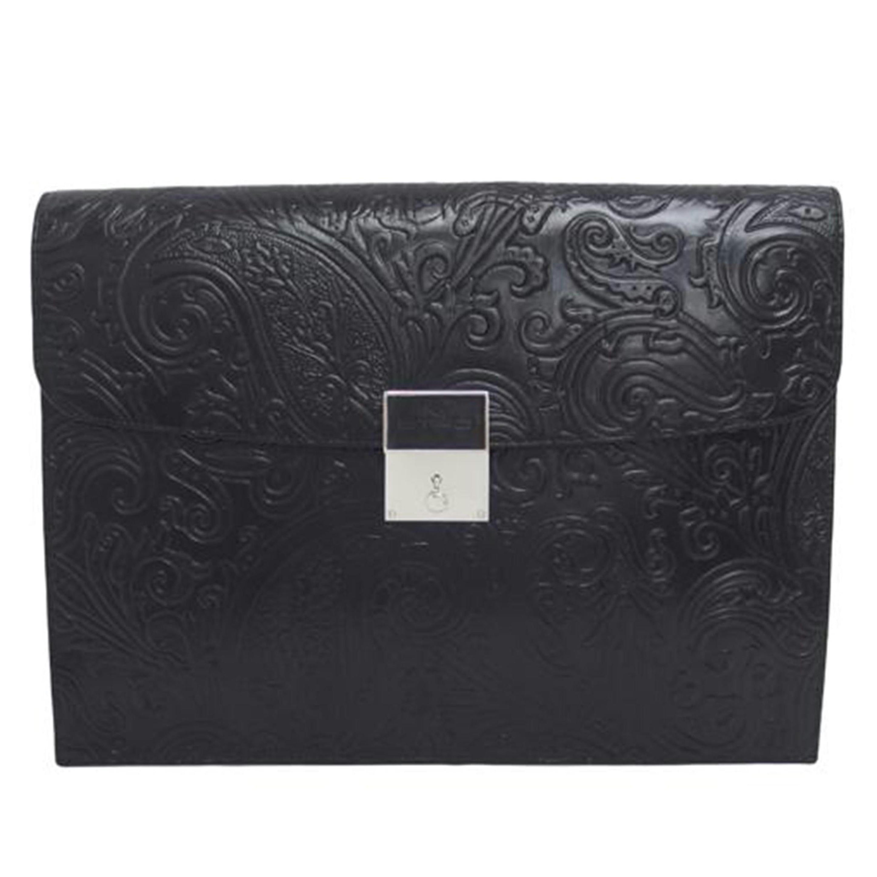 ＥＴＲＯ エトロ/ペイズリー型押し／レザークラッチバッグ／ブラック/1F941//256*/ABランク/04