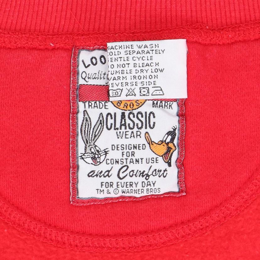 90’s　／　ルーニーチューンズクラシック　　スウェット／　刺繍プリント／赤//ABランク/65
