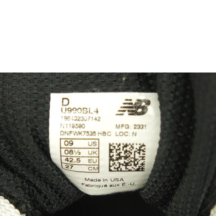 New　balance ニューバランス/NB　スニーカー　USA製　ブラック/U990BL4//SAランク/75