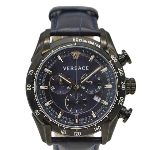 VERSACE ヴェルサーチ/V-レイクロノグラフクォーツデイト/ネイビー文字盤/VEDB00418//121*********/Aランク/89