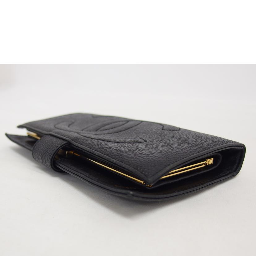 CHANEL シャネル/ココマーク／キャビアスキン二つ折りガマ口財布／ブラック//410****/Bランク/04