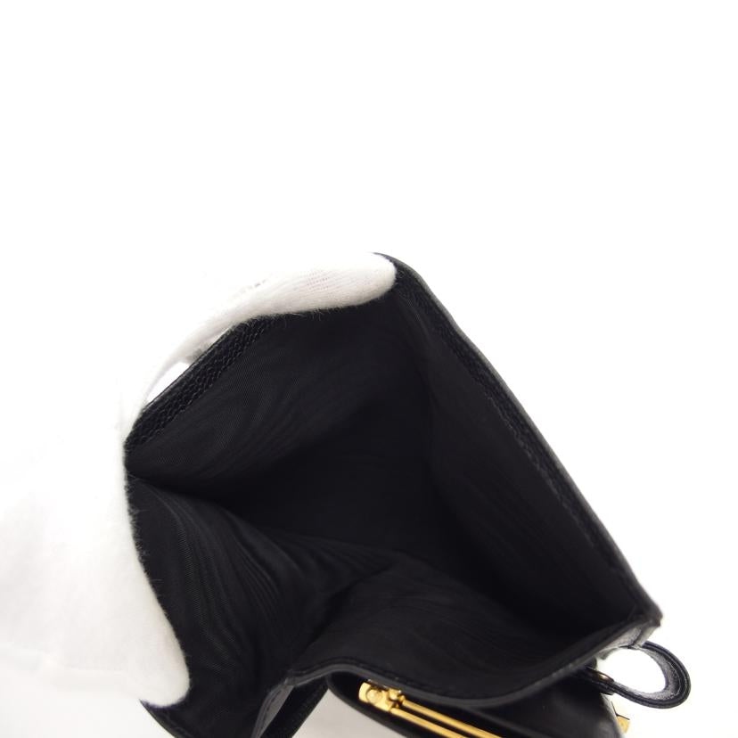 CHANEL シャネル/ココマーク／キャビアスキン二つ折りガマ口財布／ブラック//410****/Bランク/04