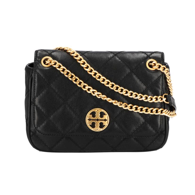 TORY　BURCH ﾄﾘｰﾊﾞｰﾁ/ブラックストーンレザー／ゴールドハードウェア/87863 WILLA//100*****/ABランク/93